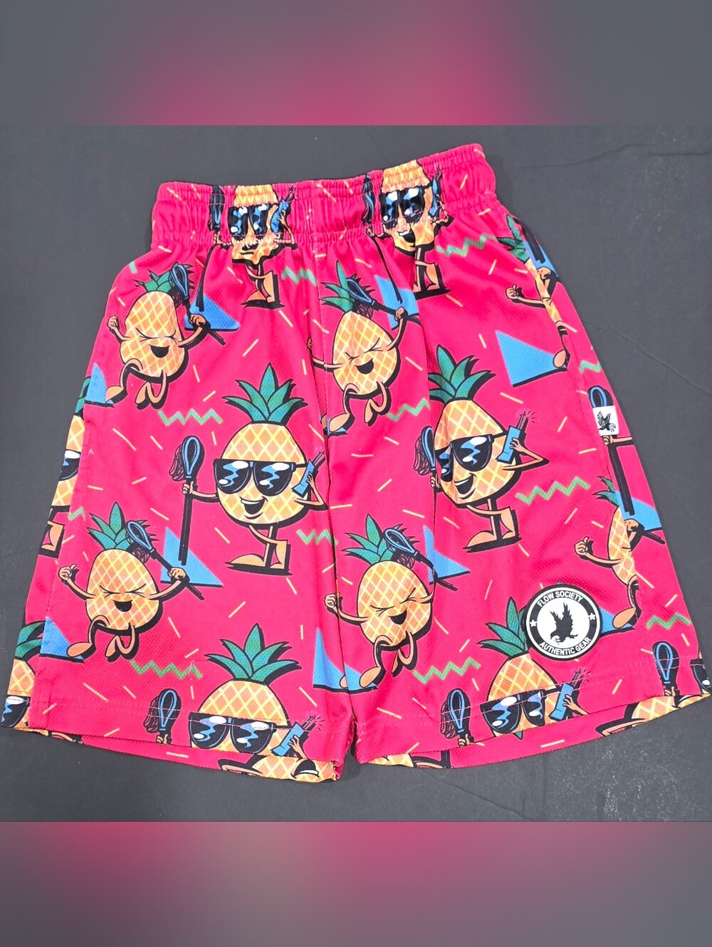 Kids Bright Pink Pineapple Print Pajama Shorts Size Youth Small